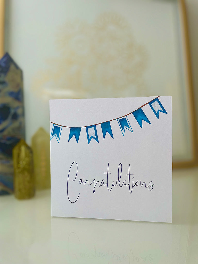 Congratulations Card - Blue Bunting - The Sweetest Harvest