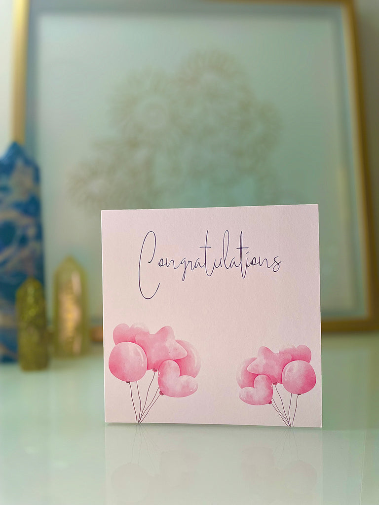 Congratulations Card - Pink Balloons - The Sweetest Harvest